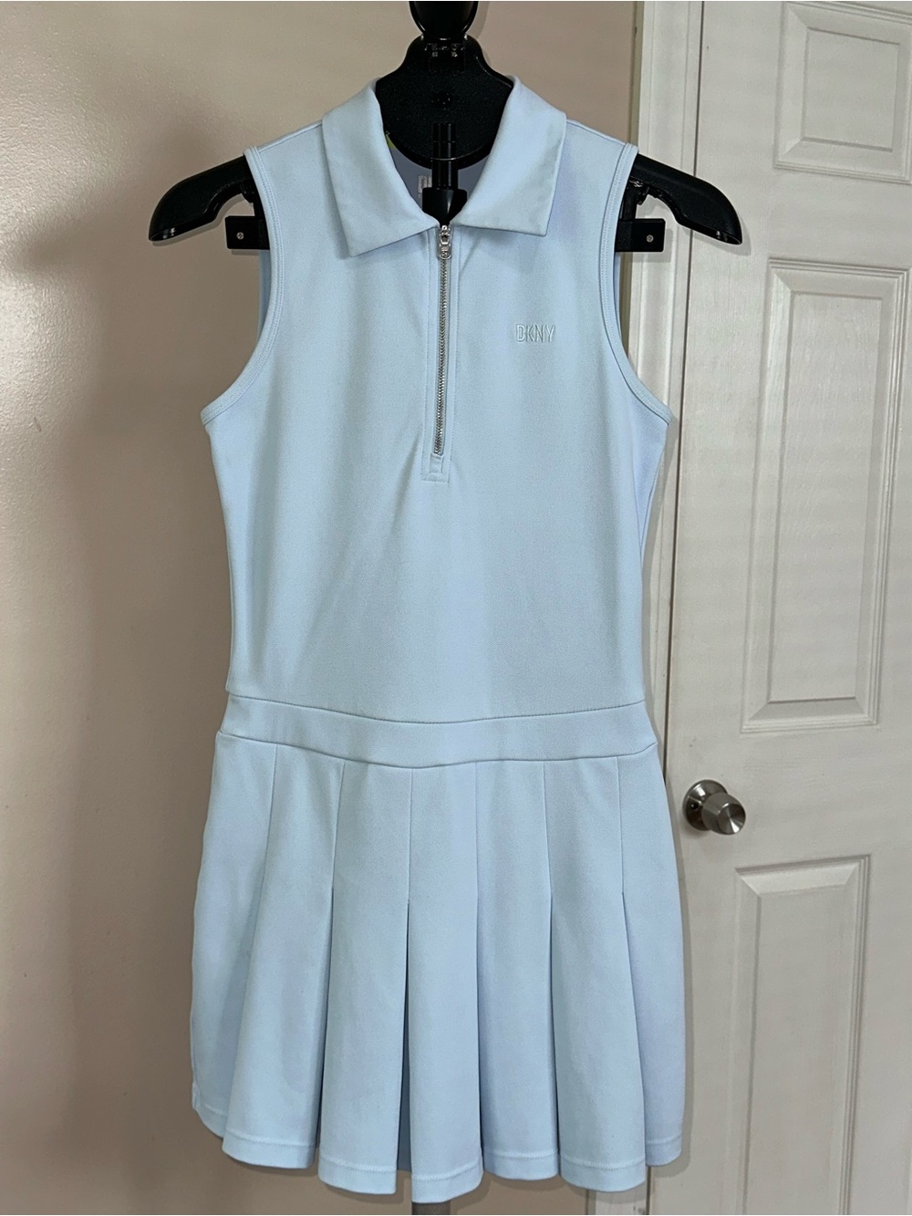 DKNY Light Blue Sleeveless Zip-Front Tennis Dress XS